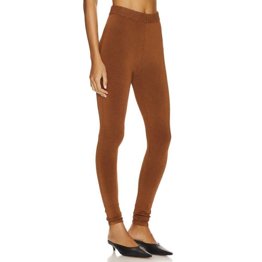 FRAME Women's Stretchy Shiny Knit Leggings in Brown Size XS